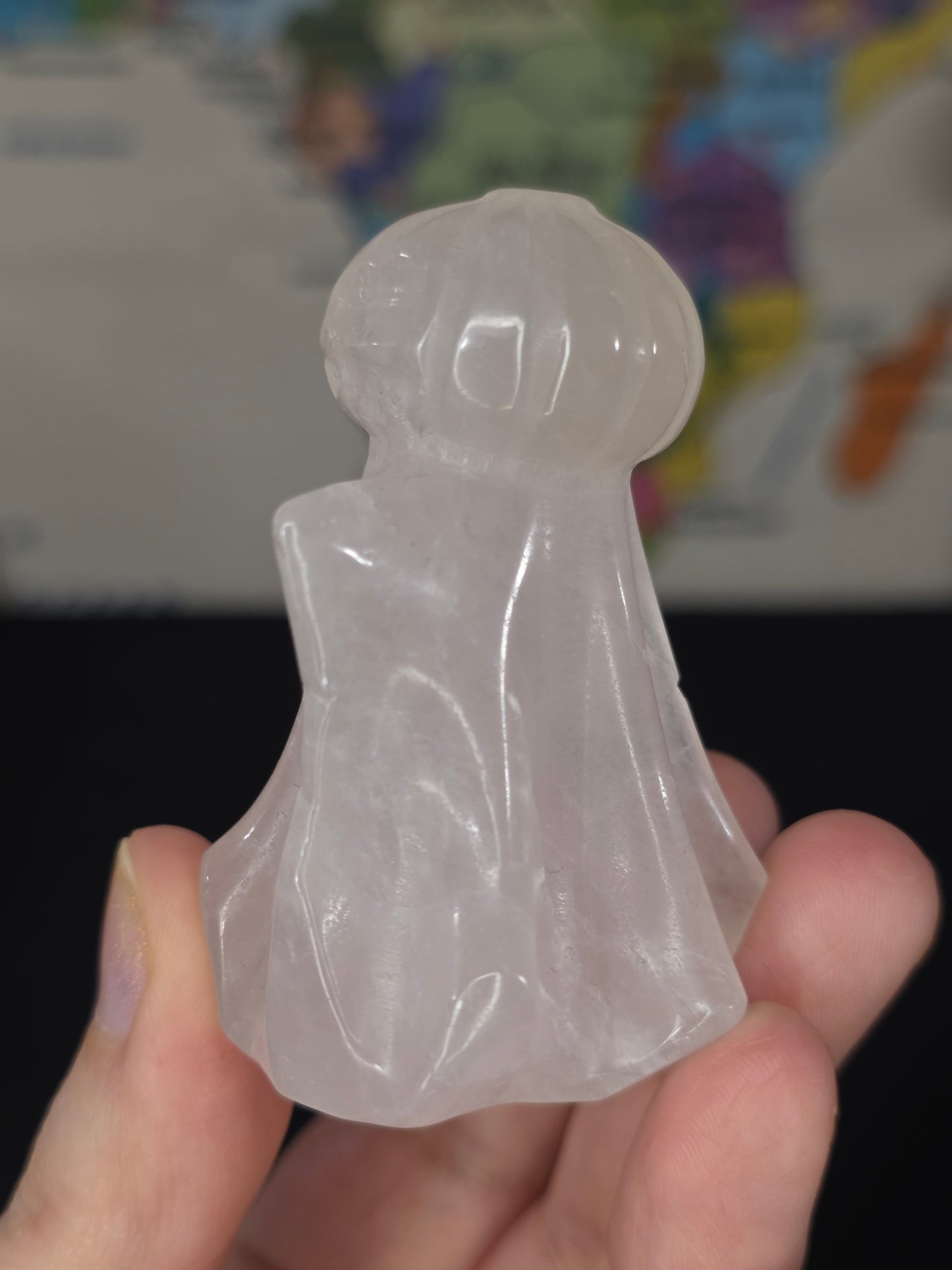 Rose Quartz Pumpkin Ghost Carving