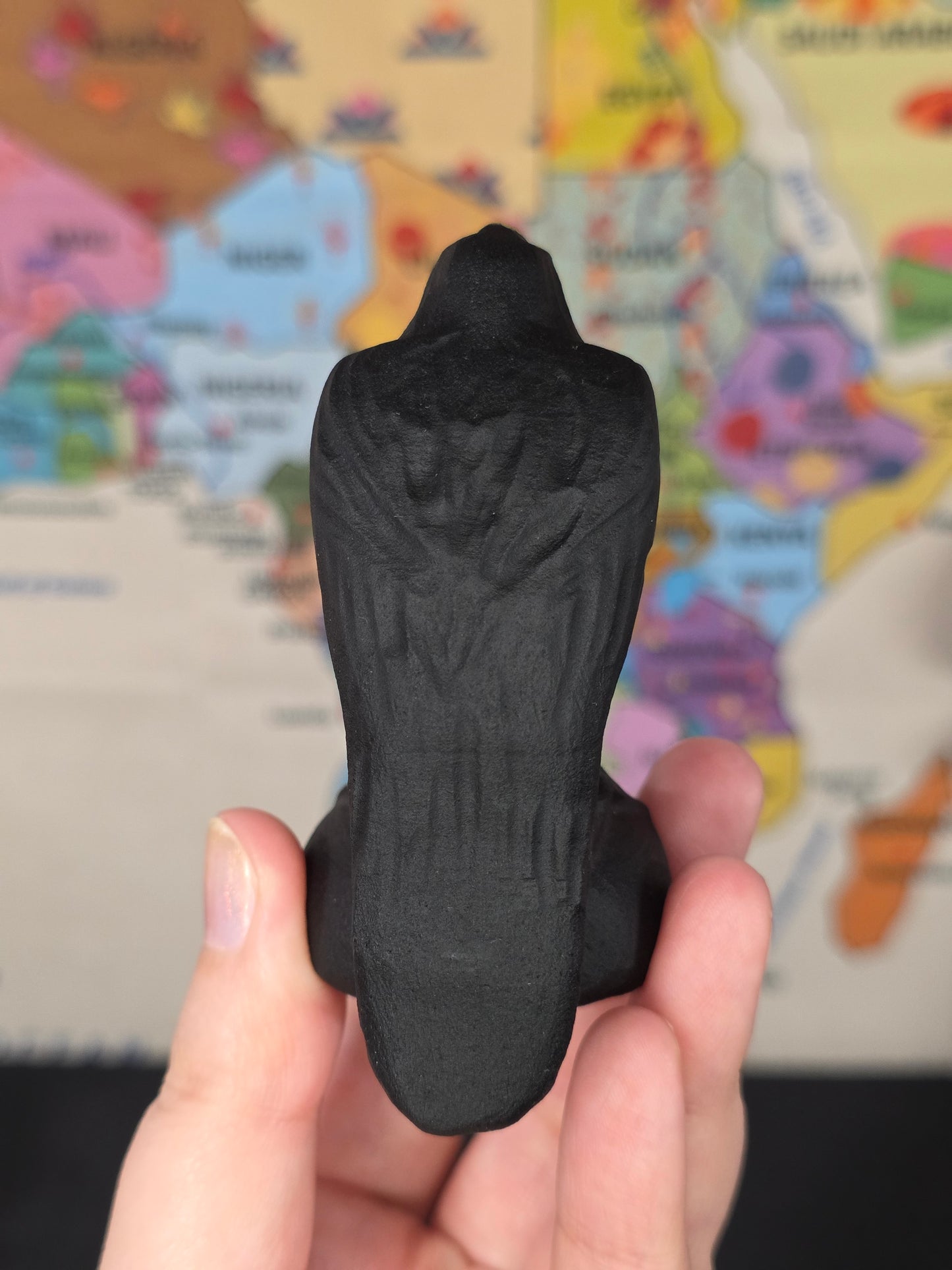 Matte Black Obsidian Raven Carving