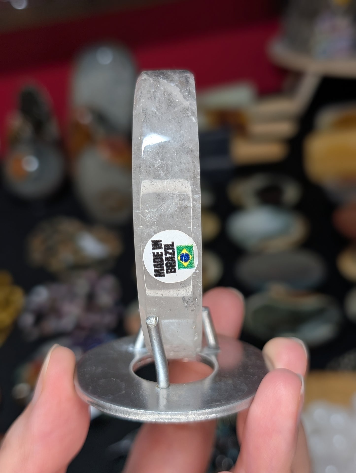 Clear Quartz Moon Carving on Custom Stand