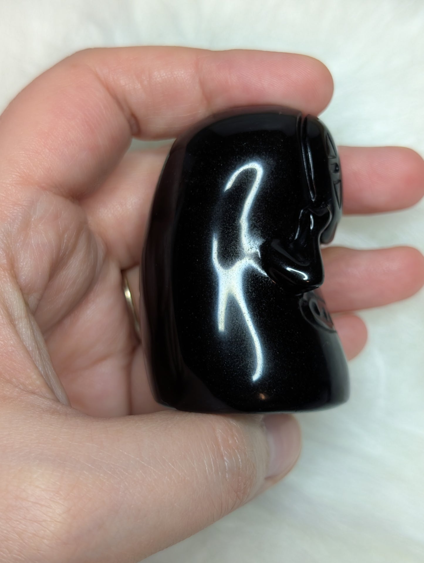 Black Obsidian No Face Carving