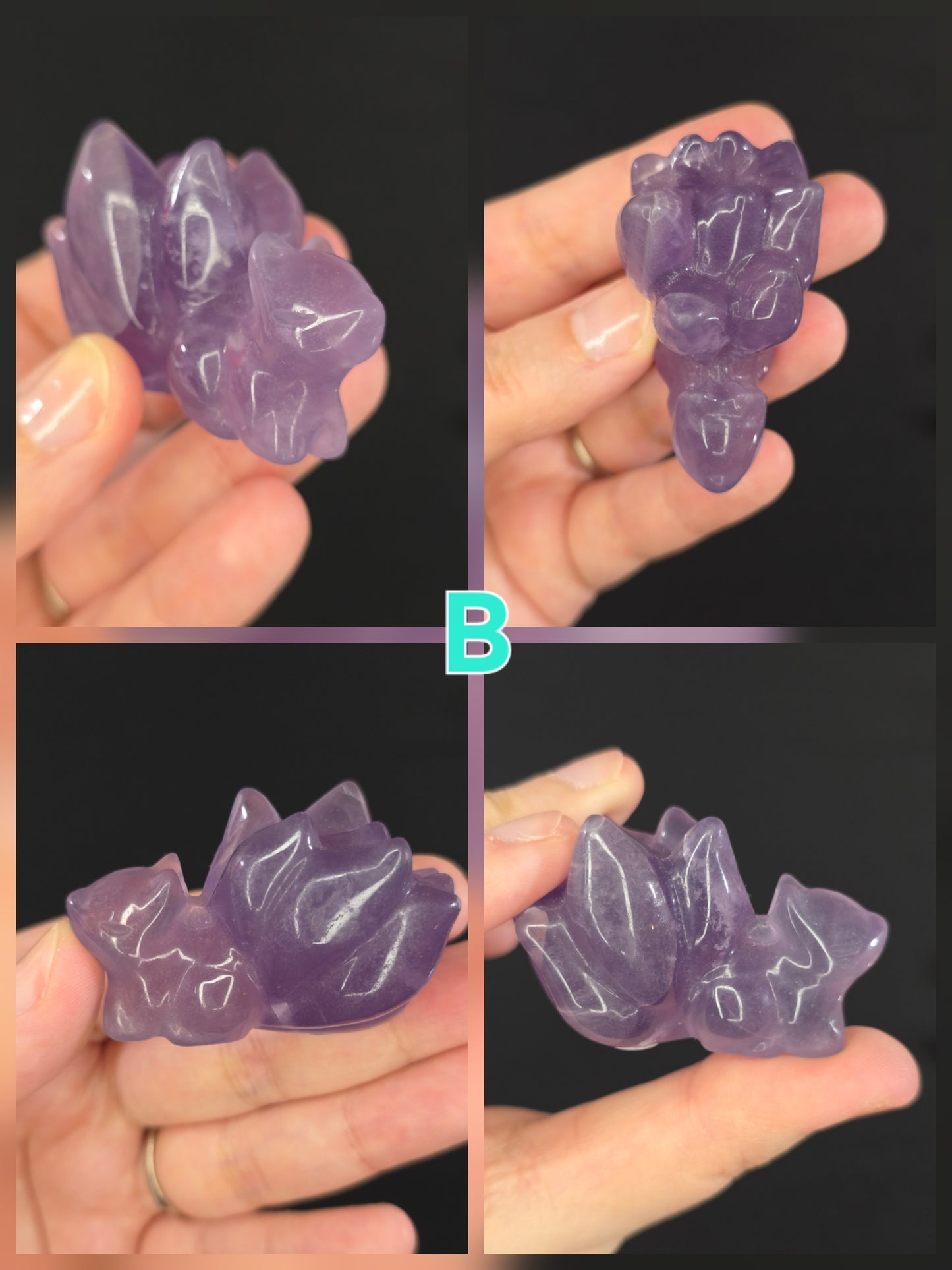 Fluorite Nine Tail Fox Carving