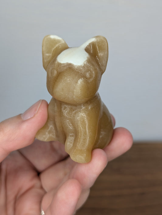 Orange Calcite Frenchie Carving (BF07)