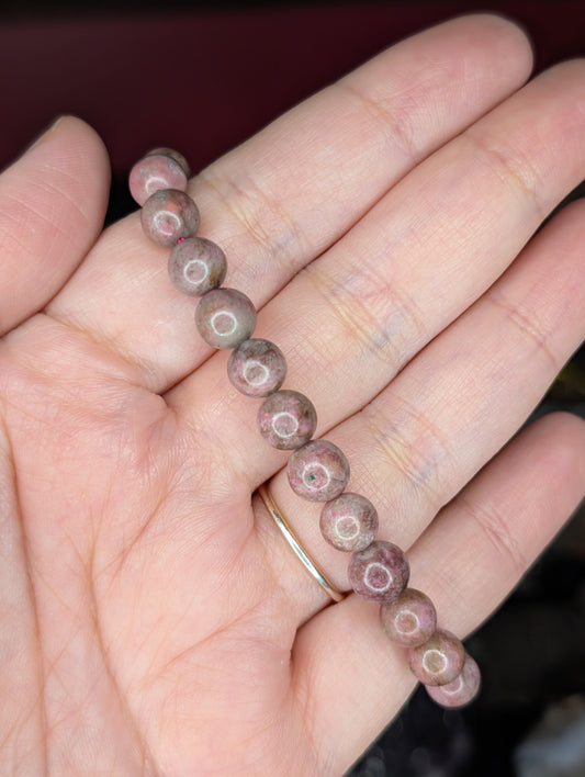 Rhodonite 7mm Bead Bracelet