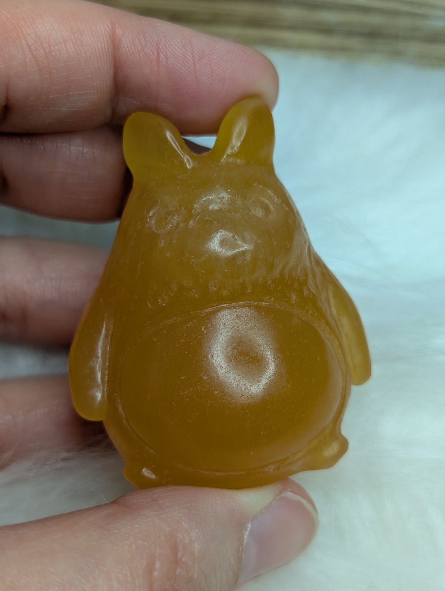 Orange Calcite Totoro Carving