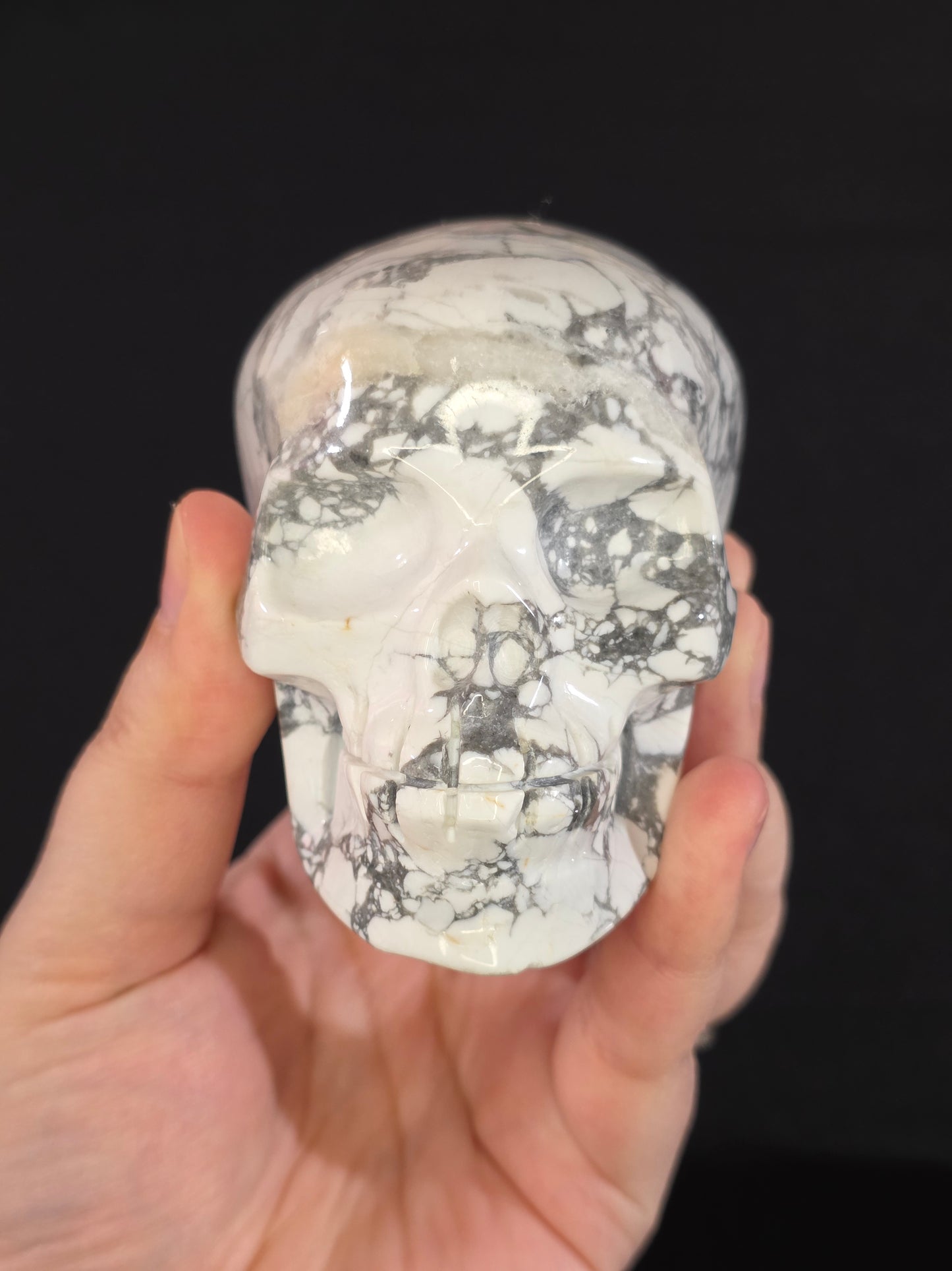 White Howlite Skull Carving