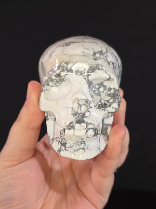 White Howlite Skull Carving