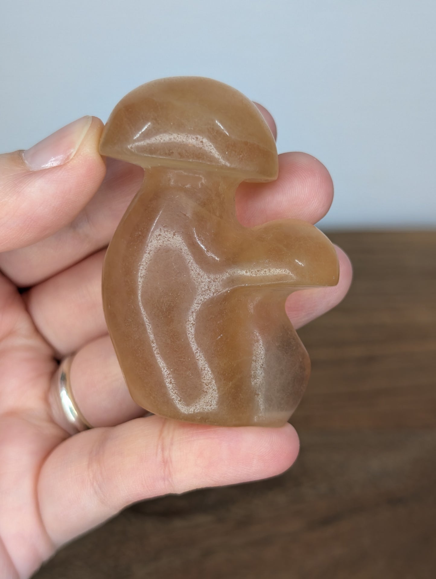 Yellow Fluorite Double Mushroom Carving (D21)