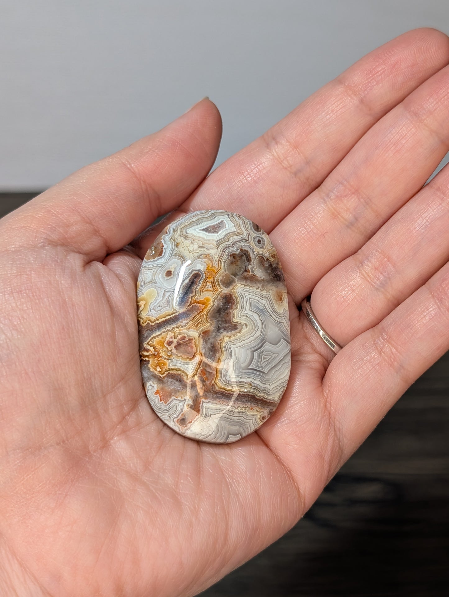 Red Mexican Crazy Lace Agate Palm Stone
