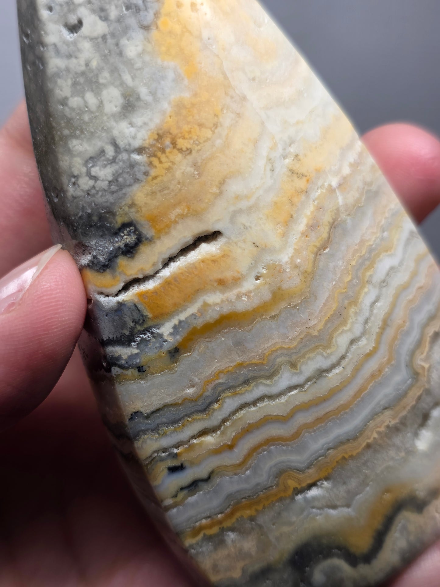 Yellow Crazy Lace Agate Teardrop/Flame Point