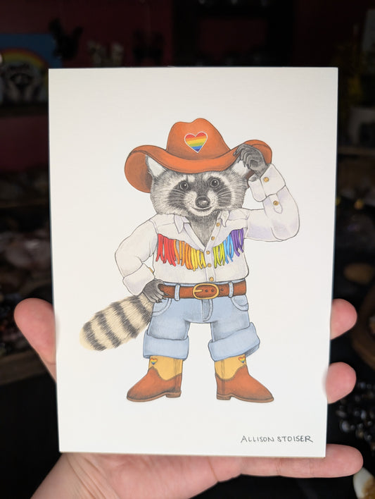 Pride Raccoon Cowboy 5x7 Print