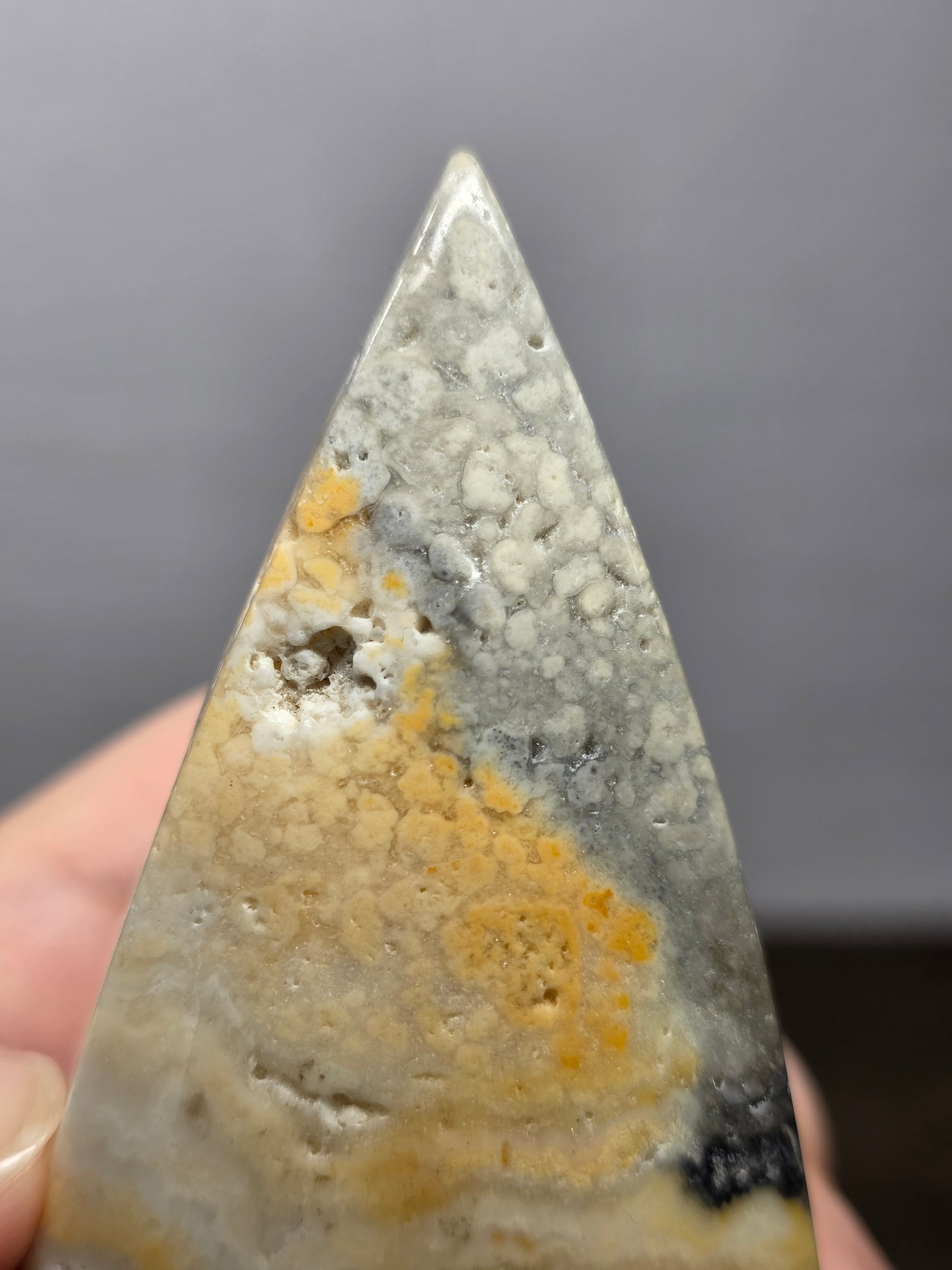 Yellow Crazy Lace Agate Teardrop/Flame Point