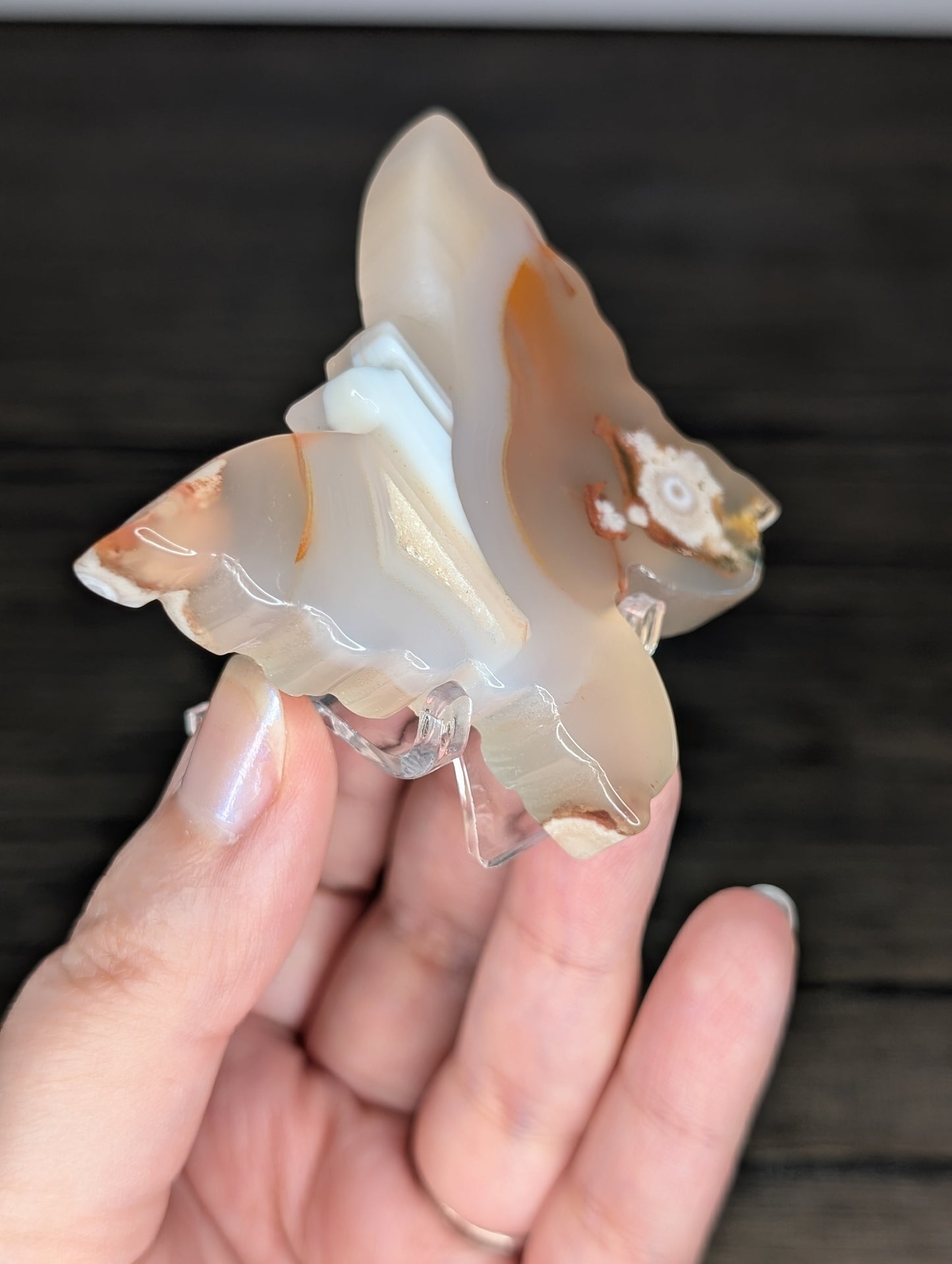 Flower Agate Butterfly Carving