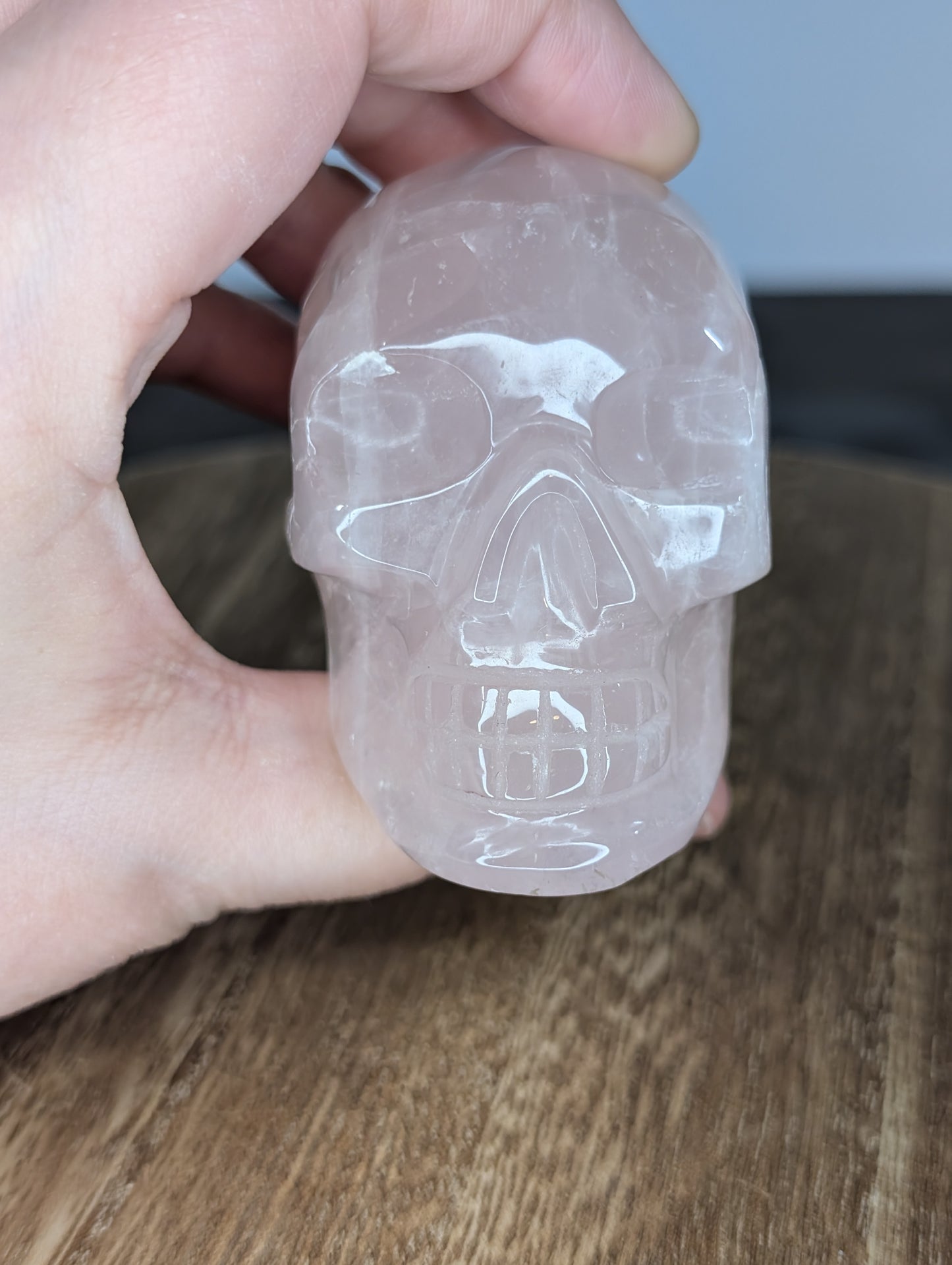 Rose Quartz Skull Carving (AV48)