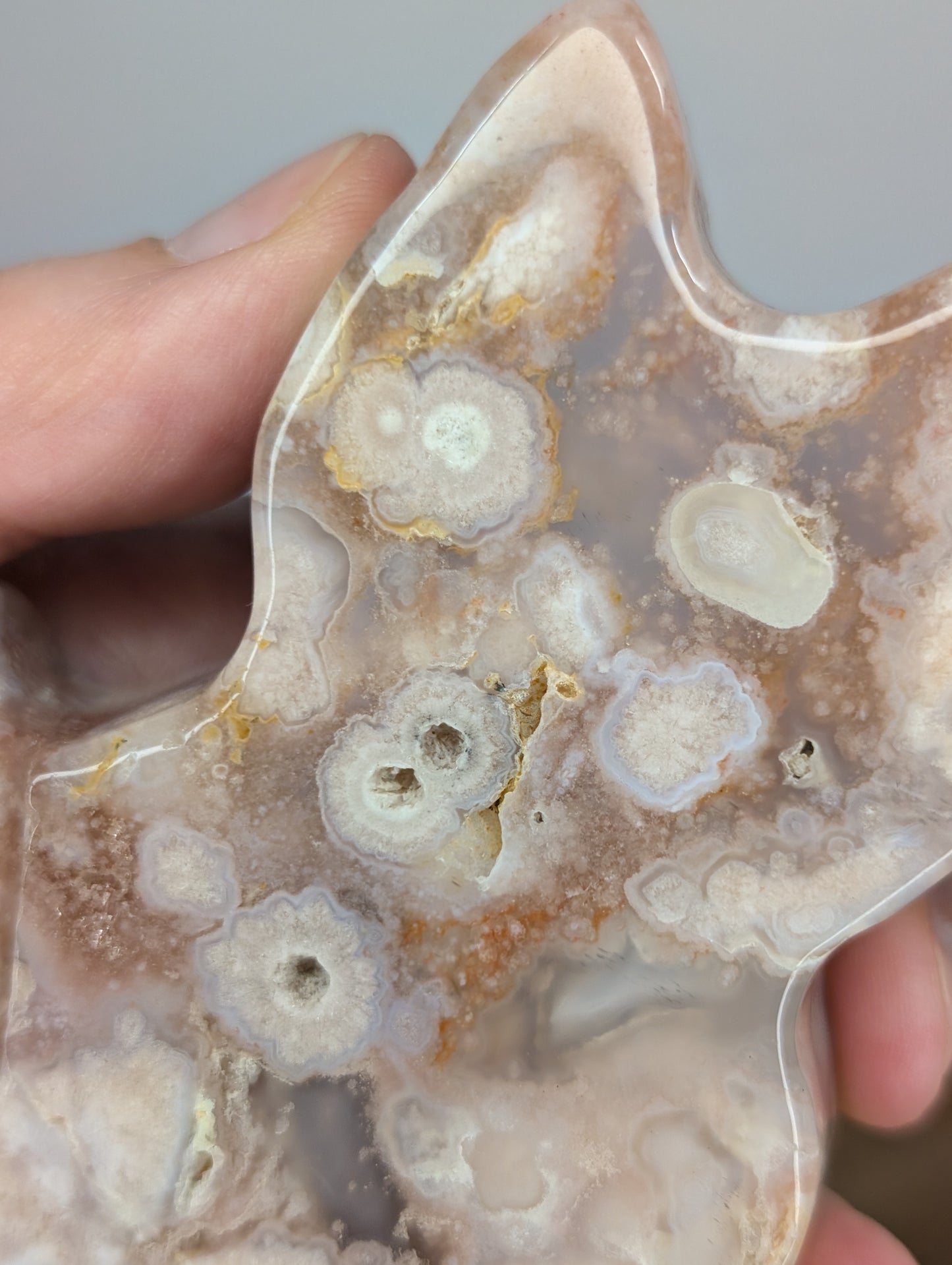 Flower Agate Cat Silhouette Carving (V73)