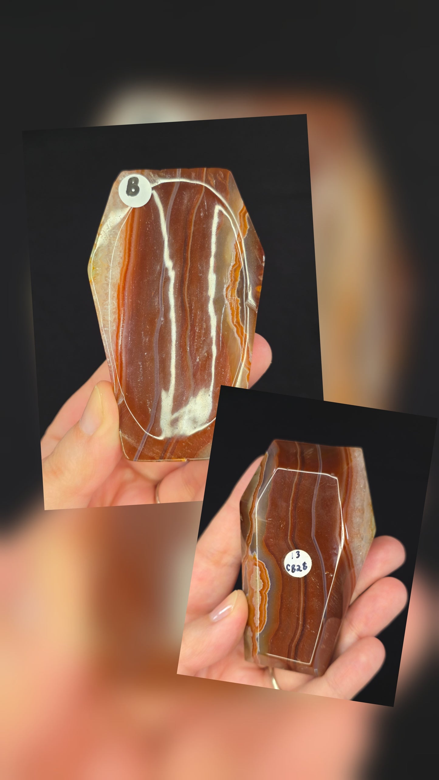 Banded Red Agate Coffin Bowl Carving