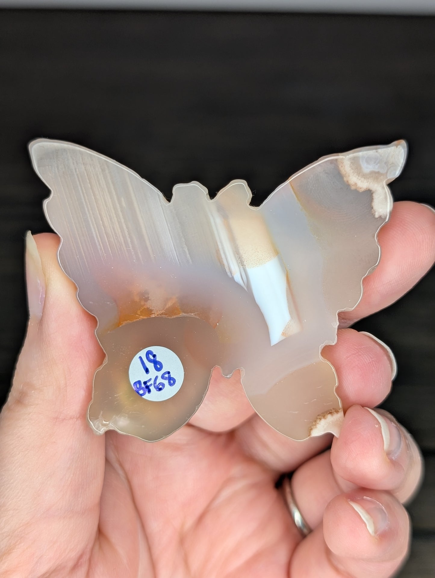 Flower Agate Butterfly Carving