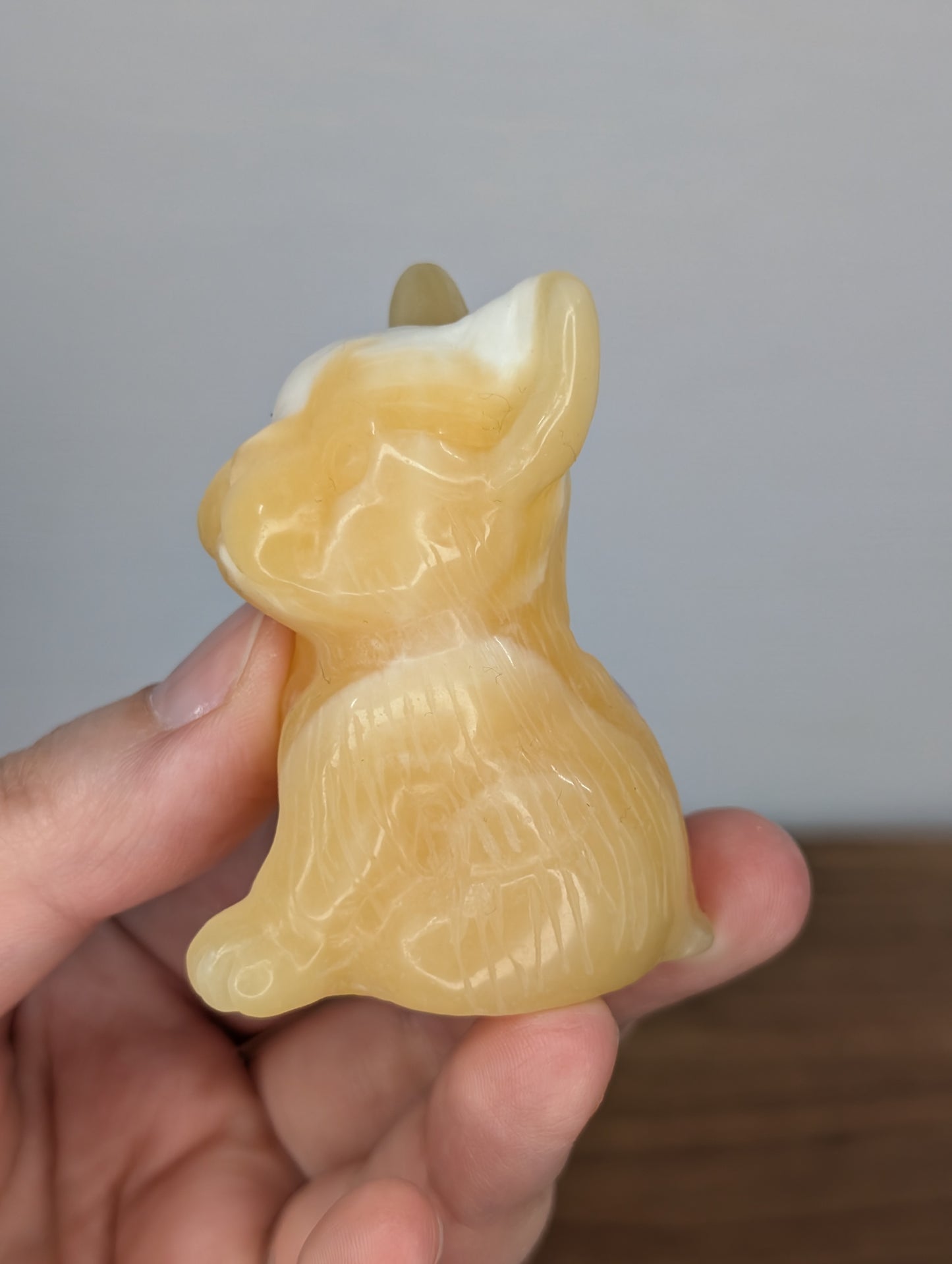 Orange Calcite Frenchie Carving (BF07)