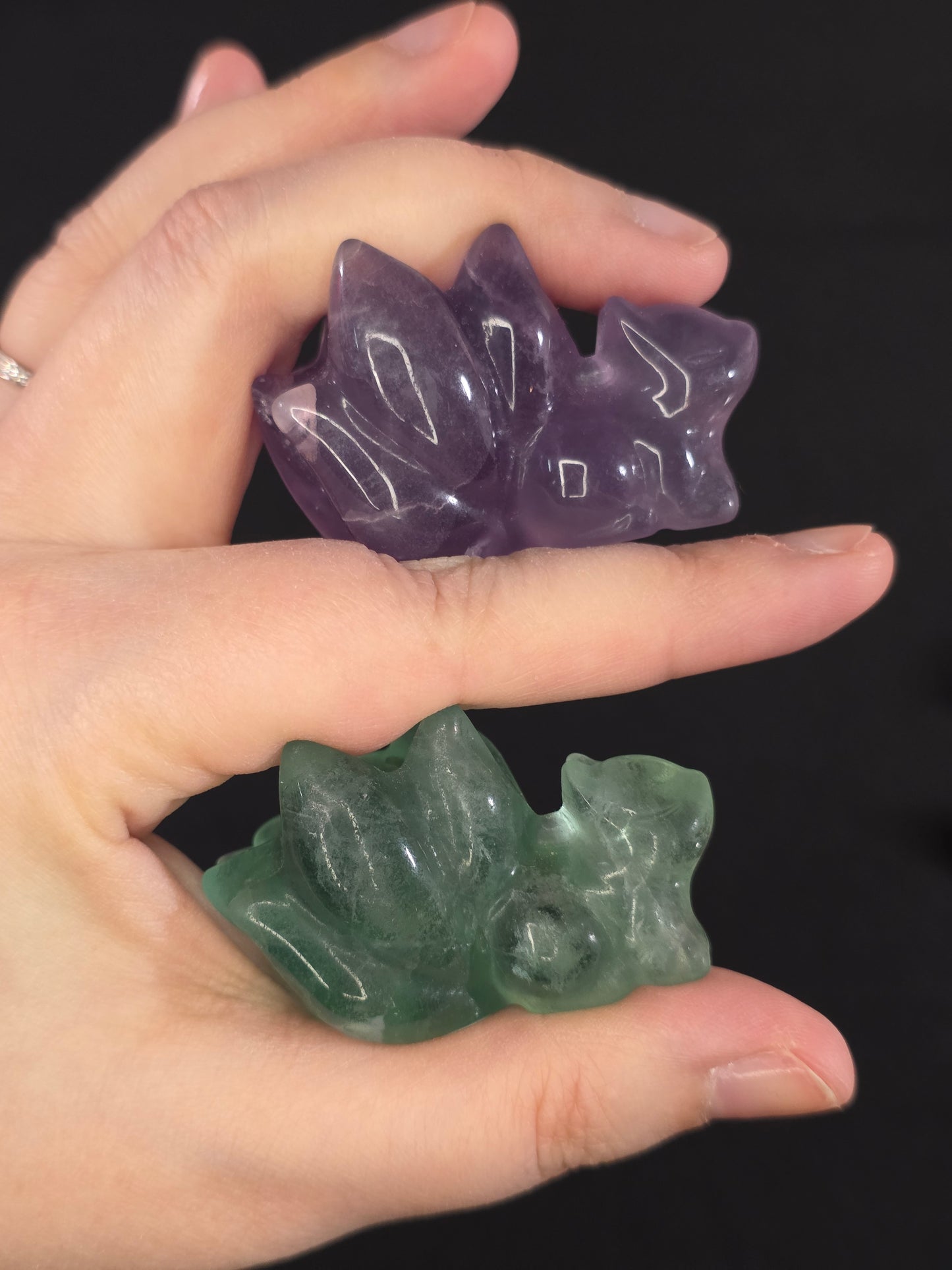 Fluorite Nine Tail Fox Carving