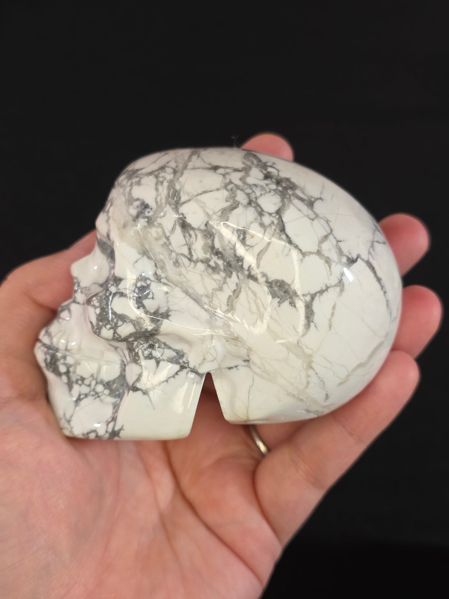 White Howlite Skull Carving
