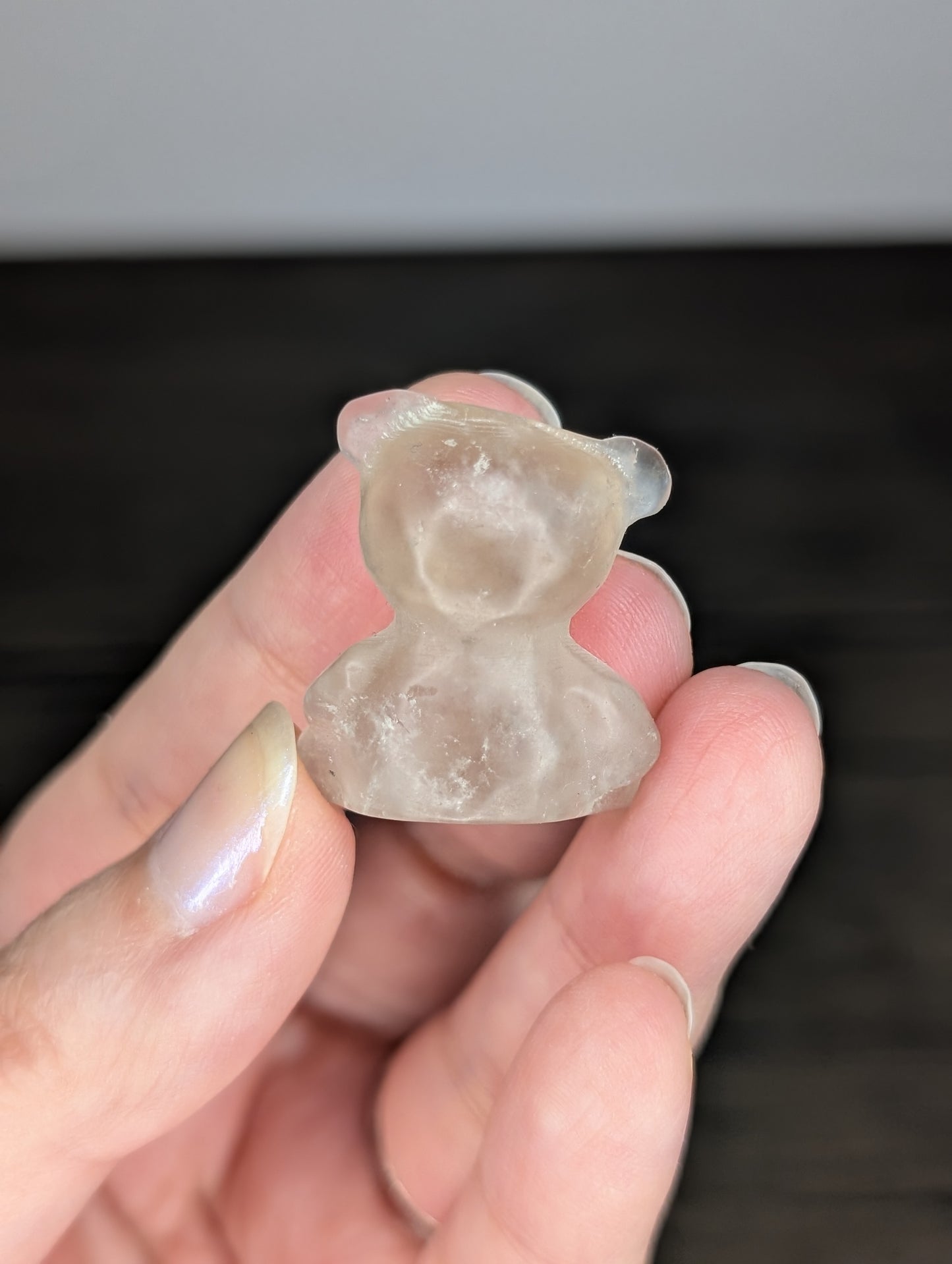 Mini Smoky Quartz Teddy Bear Carving