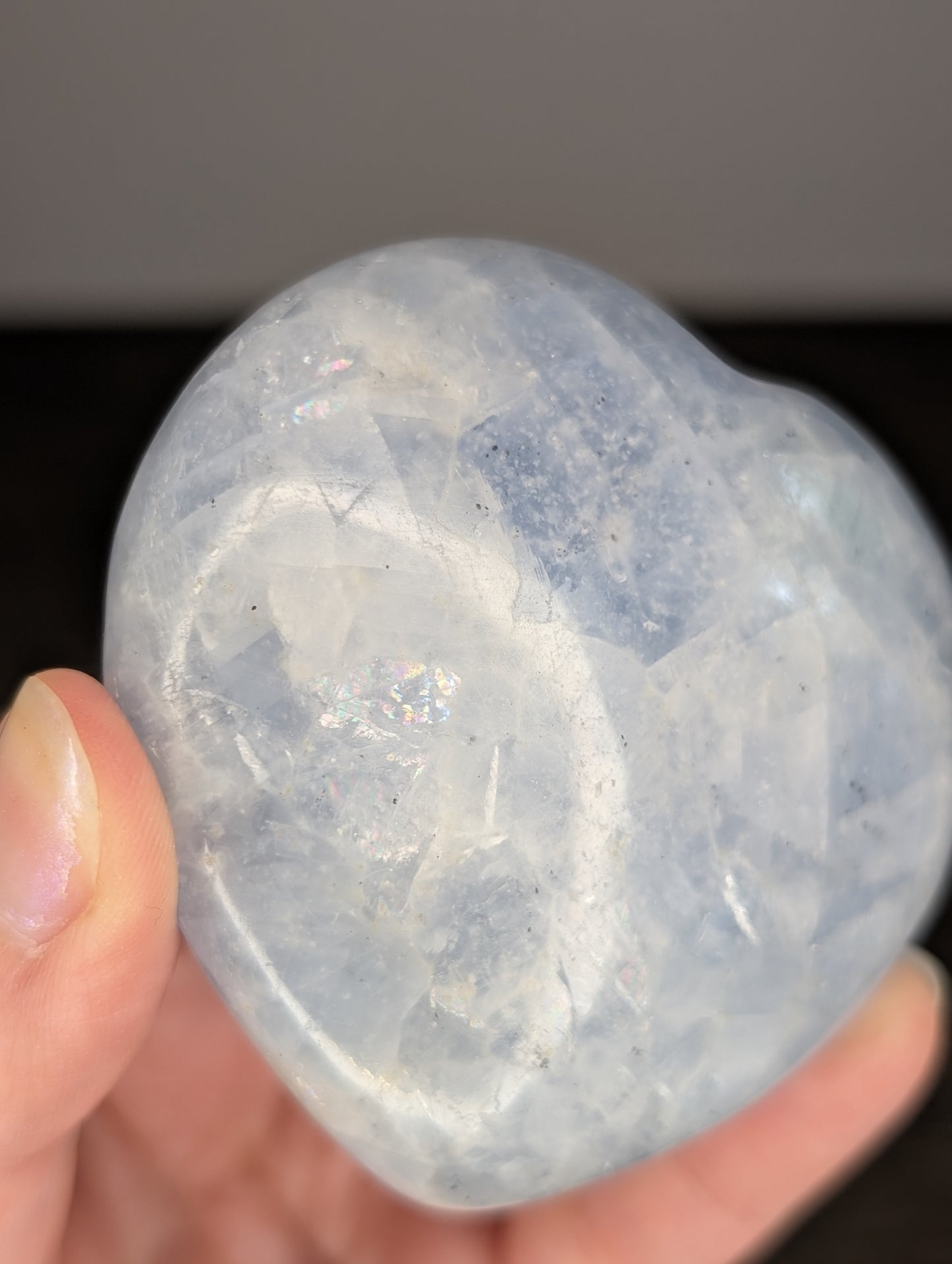 Flashy Blue Calcite Heart Carving