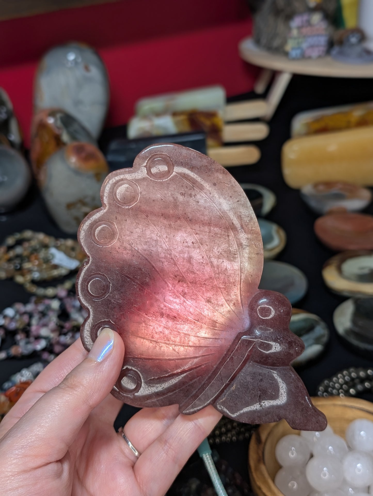 Strawberry Quartz Fairy Carving