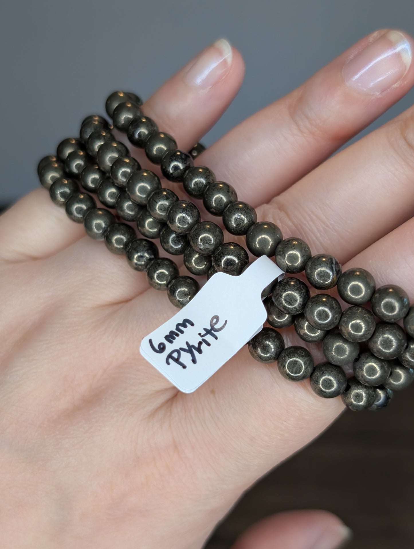 6mm Pyrite Bead Bracelet