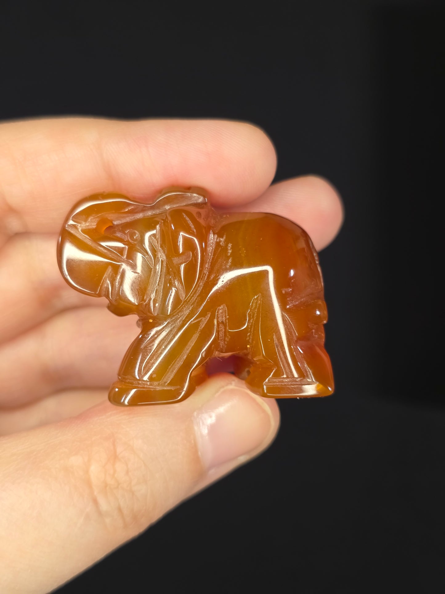 Carnelian Elephant Carving