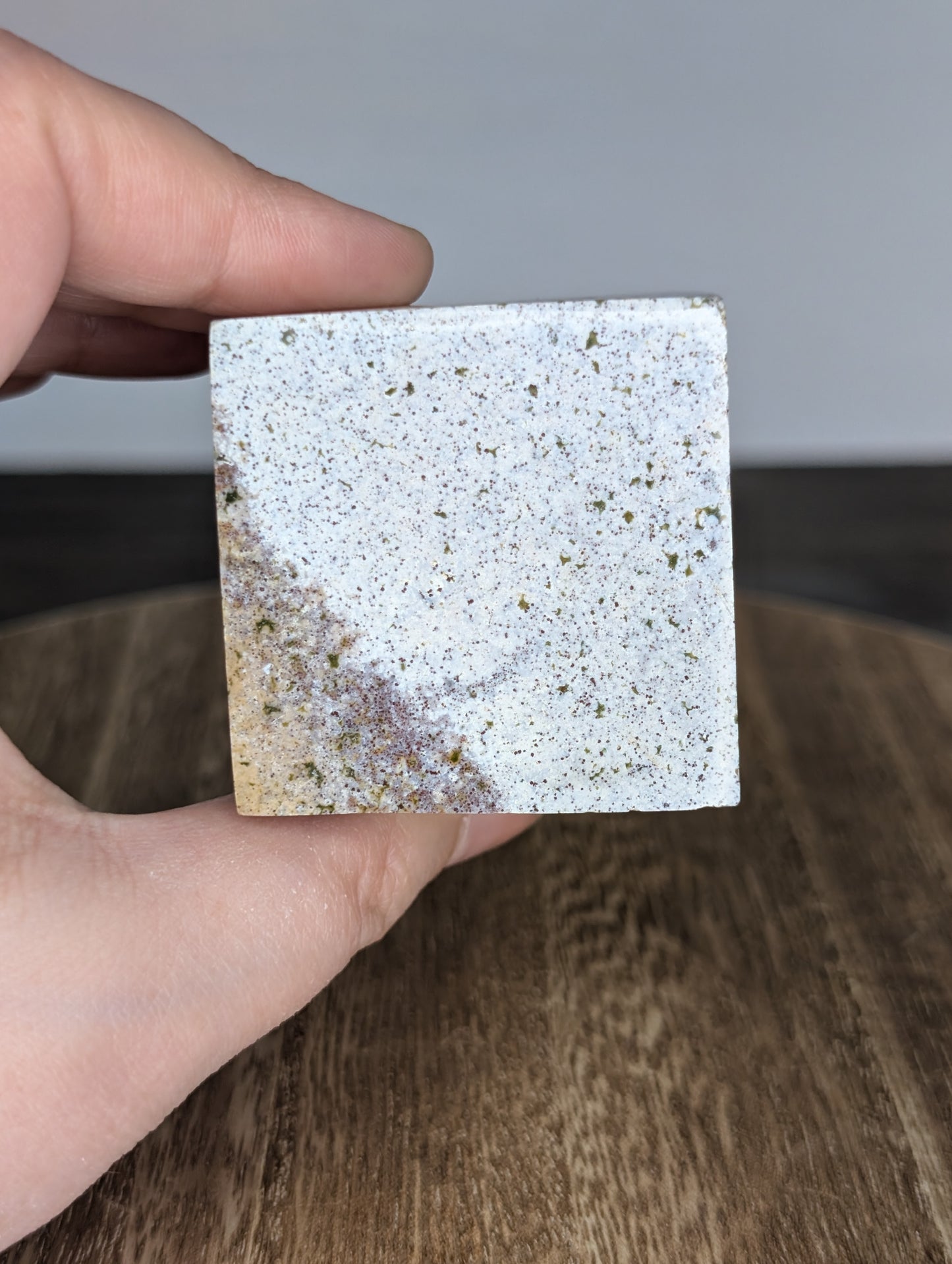 Pastel Sea Jasper Floating Cube Carving (X33)
