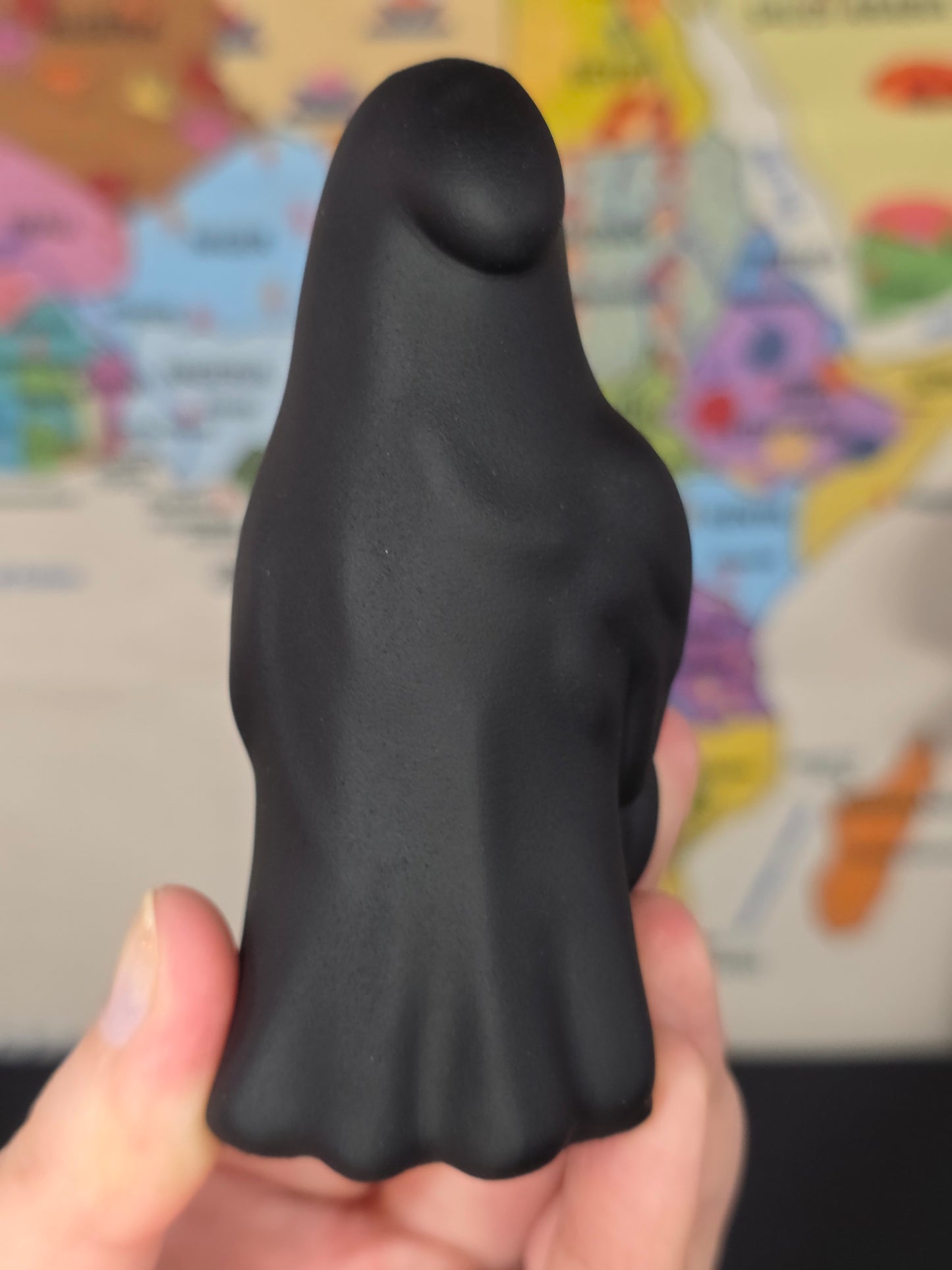 Matte Black Obsidian Ghost Carving