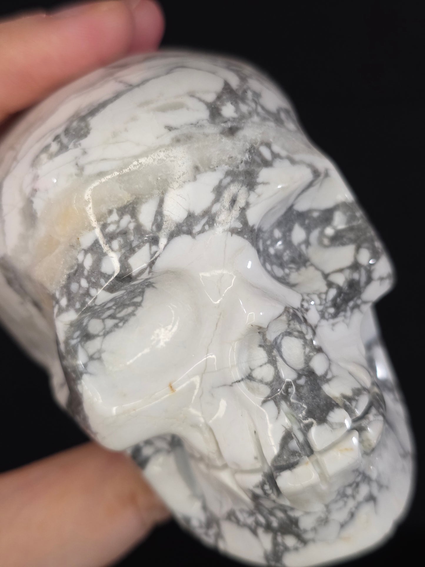 White Howlite Skull Carving