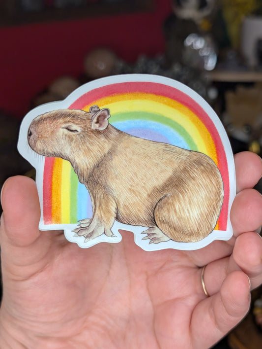 Rainbow Capybara Vinyl Sticker