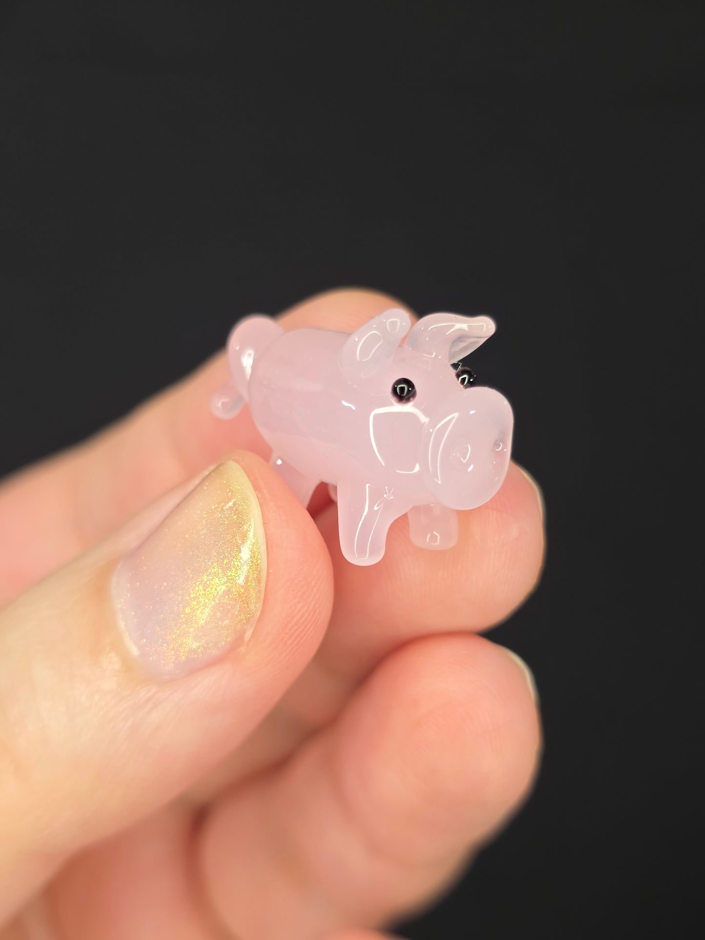 Mini Glass Pink Pig Figurine