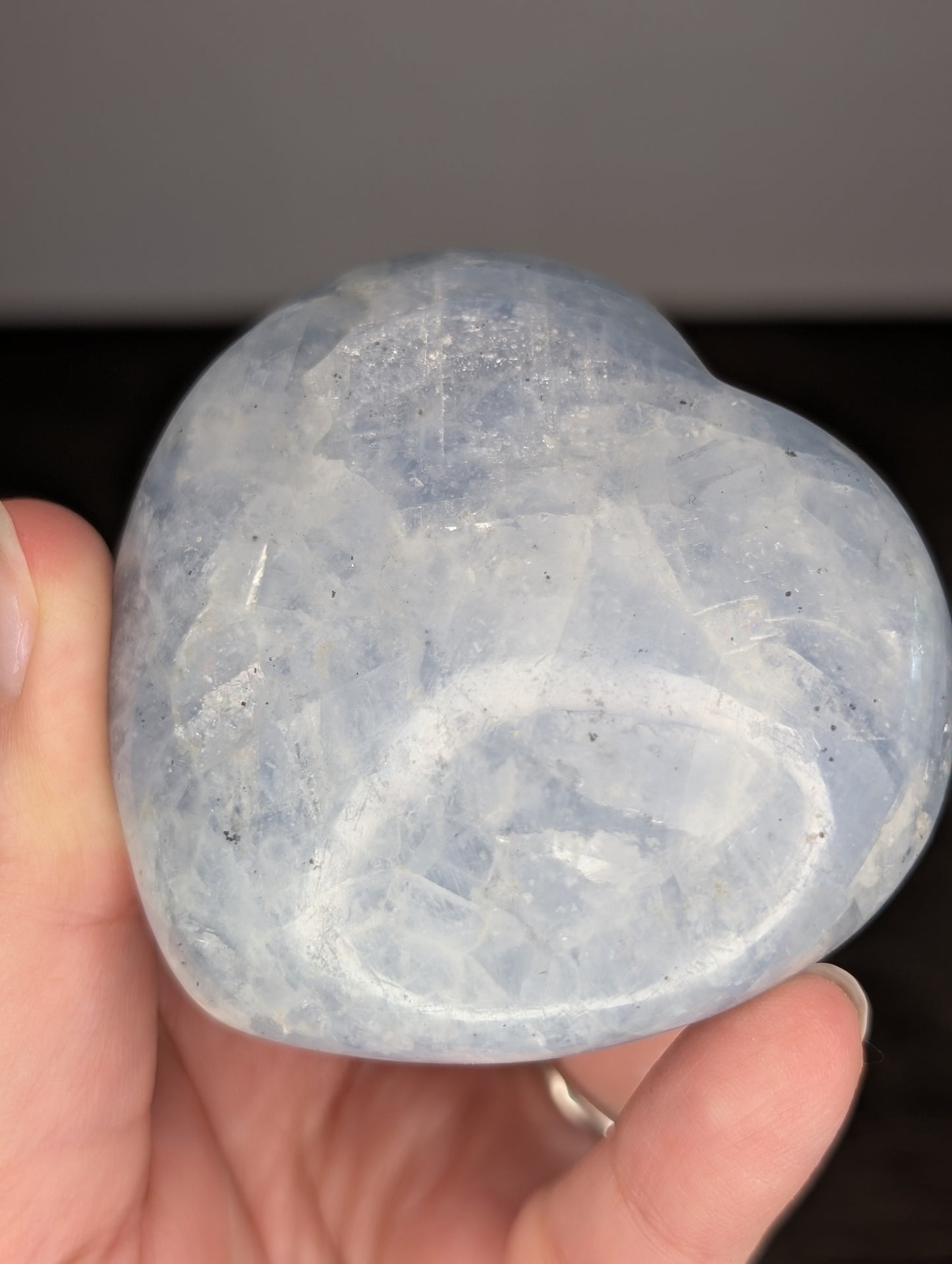 Flashy Blue Calcite Heart Carving