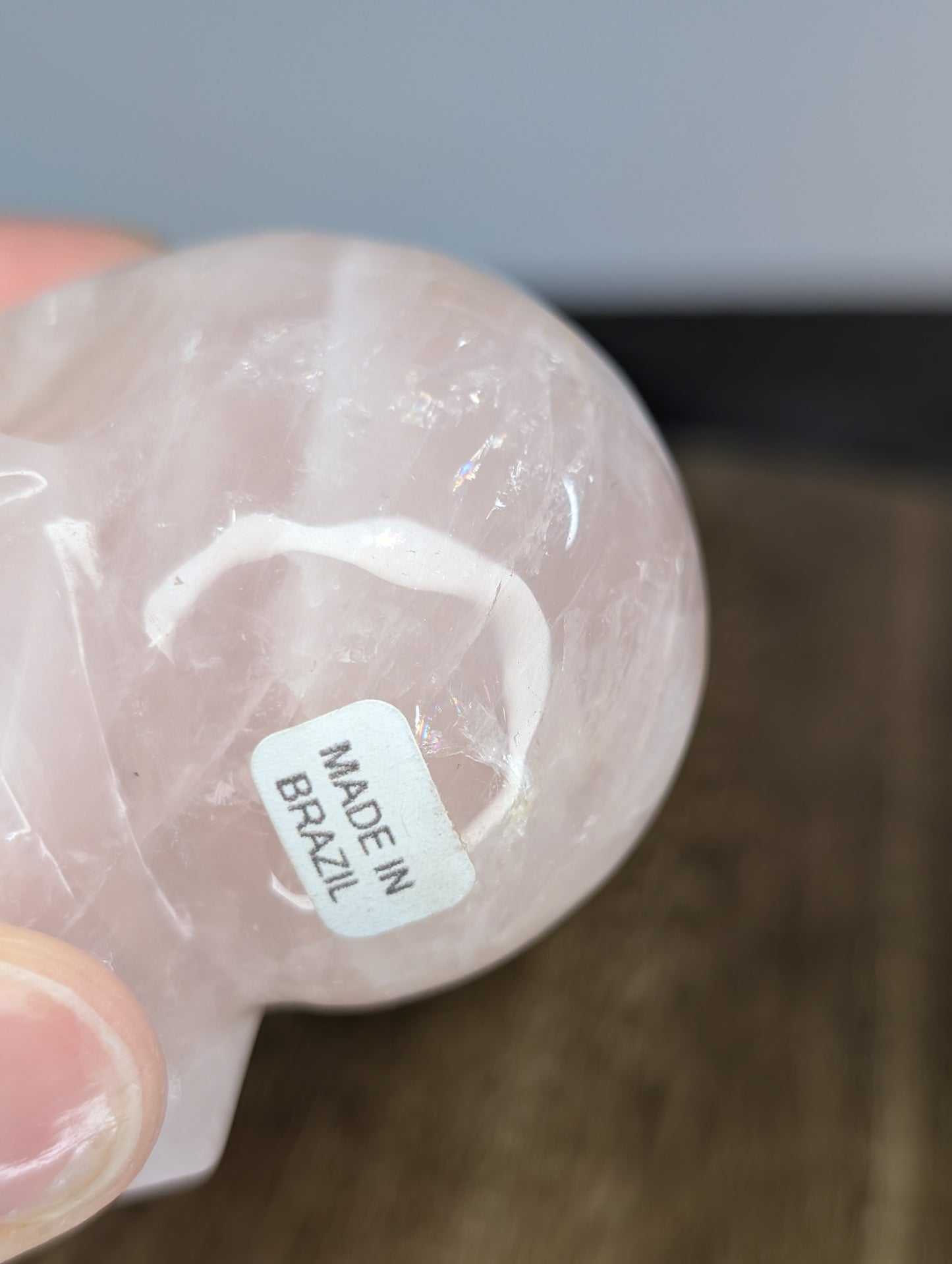 Rose Quartz Skull Carving (AV45)