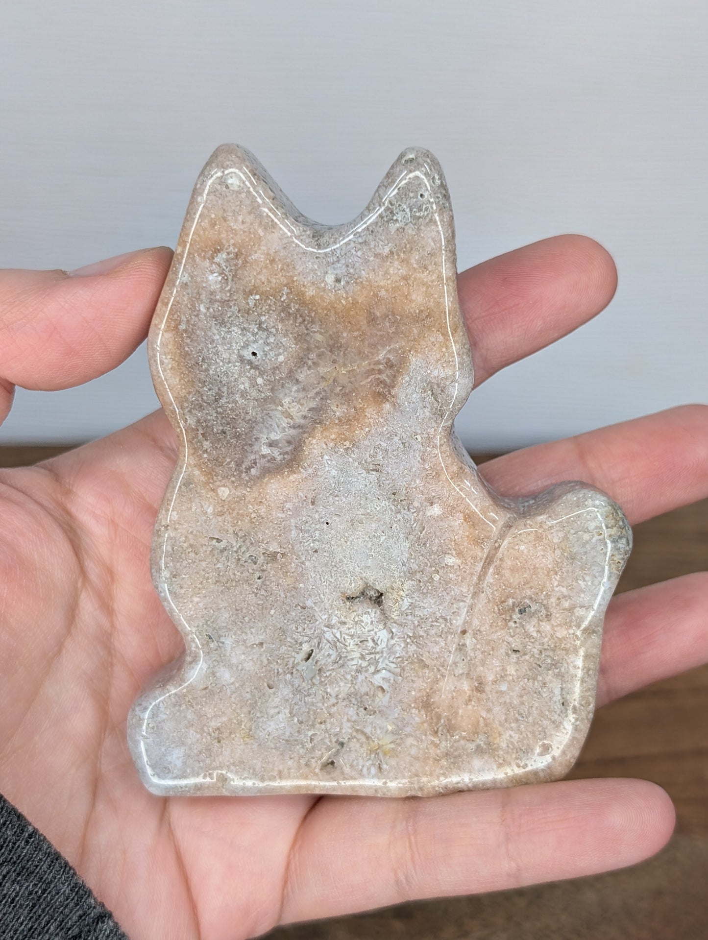 Imperfect Pink Amethyst Cat Silhouette Carving (W86)