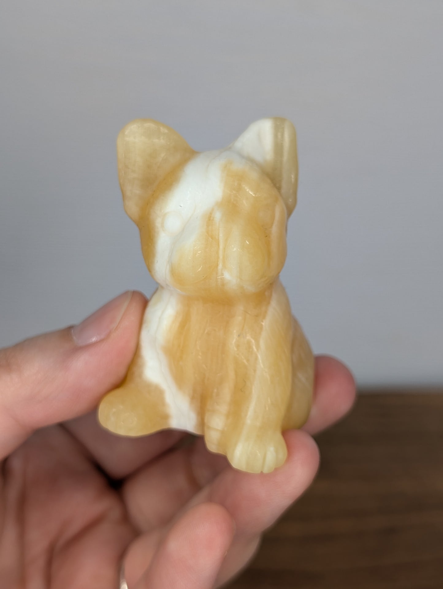 Orange Calcite Frenchie Carving (BF07)