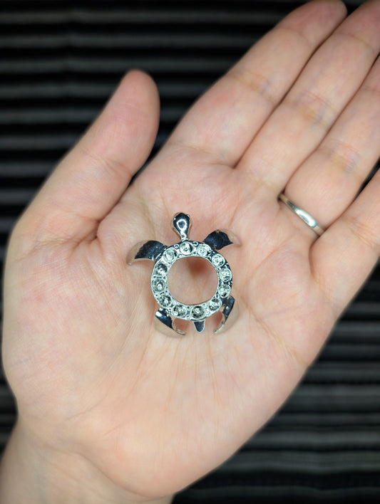 Silver Metal Turtle Mini Sphere Stand