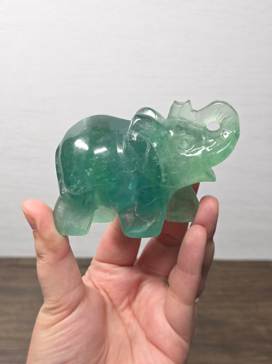 Green Fluorite Elephant Carving