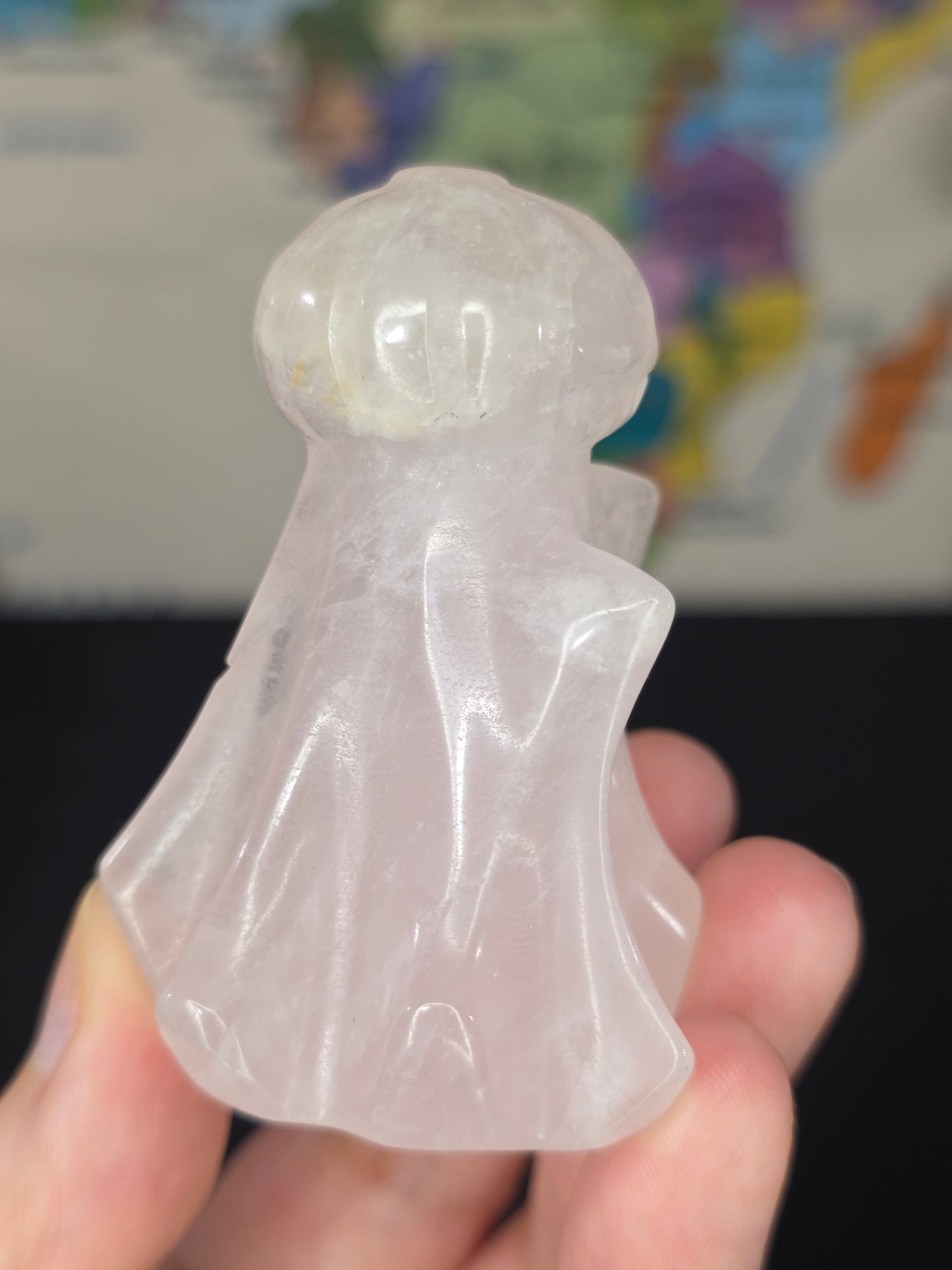 Rose Quartz Pumpkin Ghost Carving