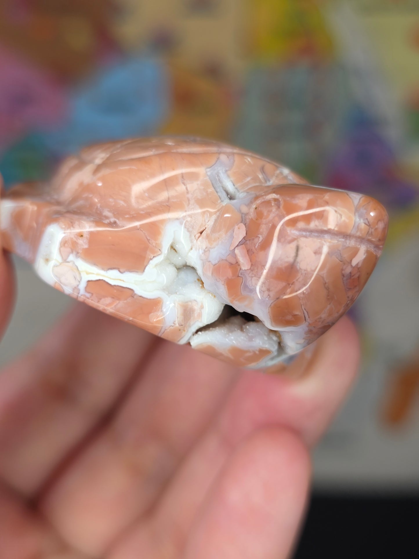 Cotton Candy Agate Turtle Carving