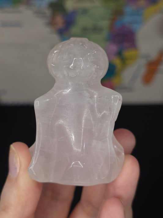 Rose Quartz Pumpkin Ghost Carving