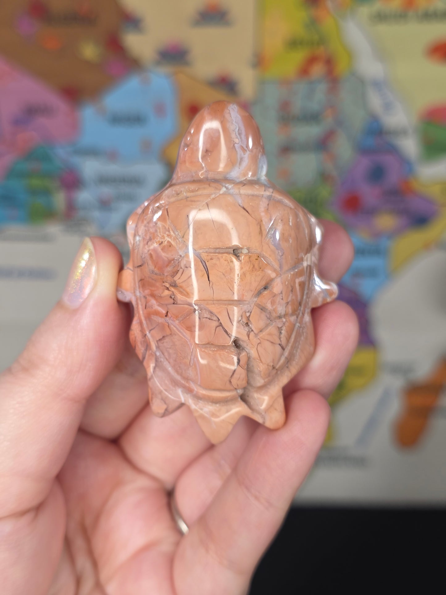 Cotton Candy Agate Turtle Carving