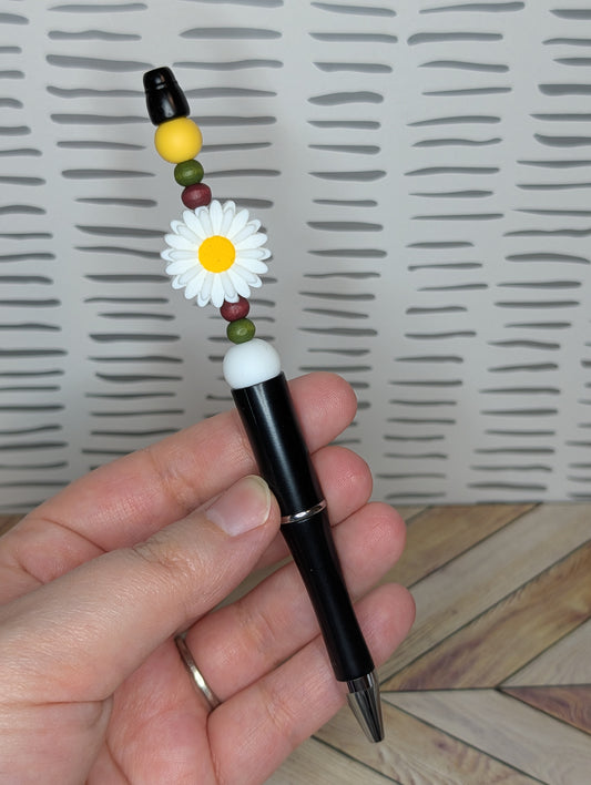 Red & Green Daisy Beaded Pen