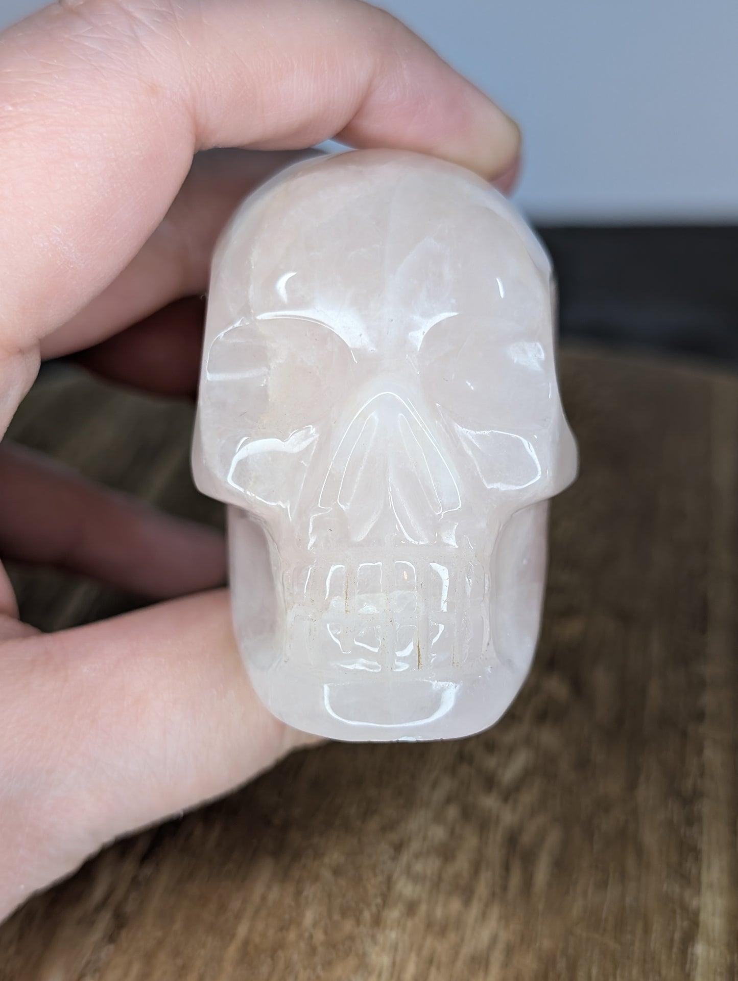 Rose Quartz Skull Carving (AV45)