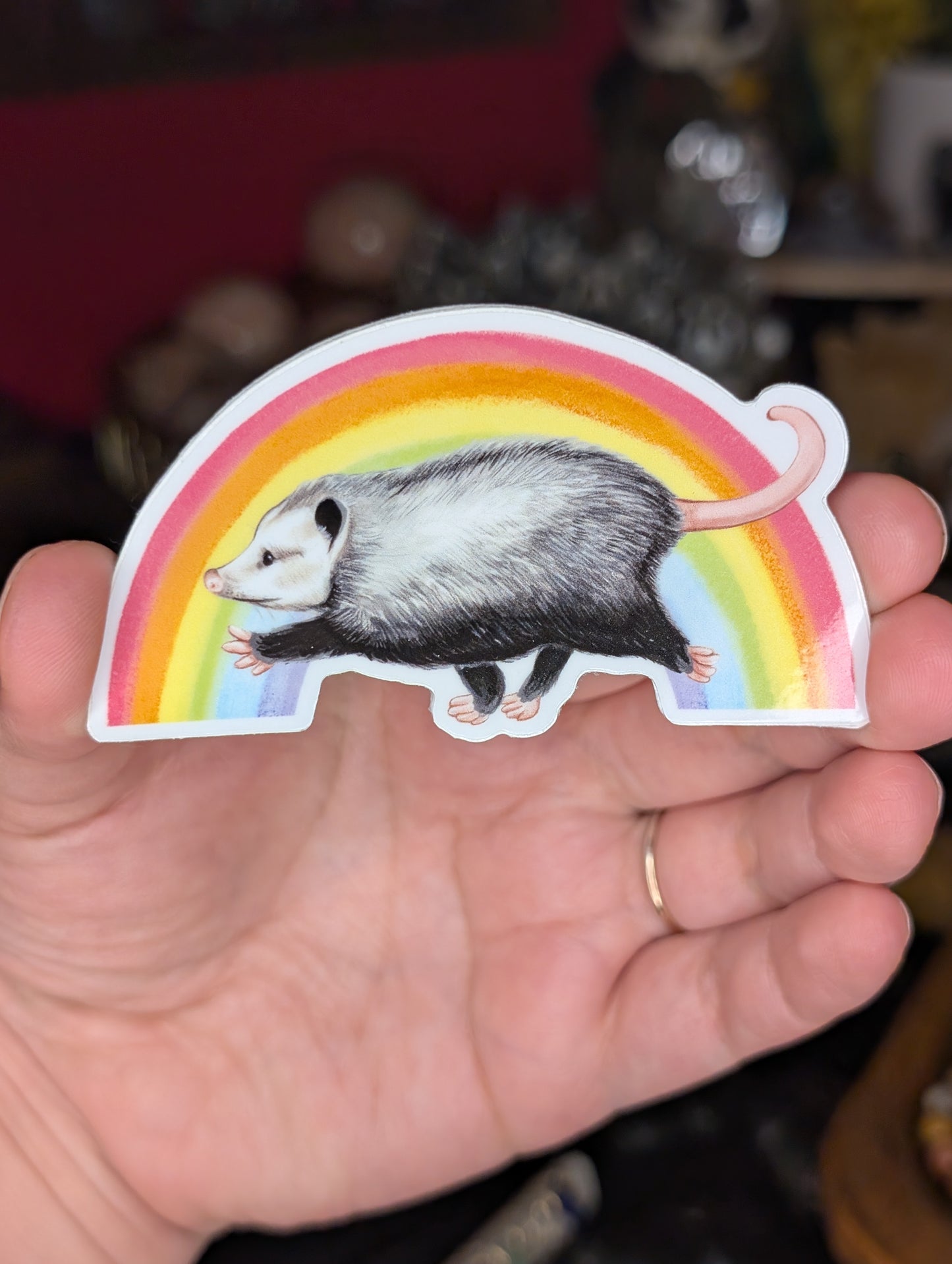 Rainbow Opossum Vinyl Sticker