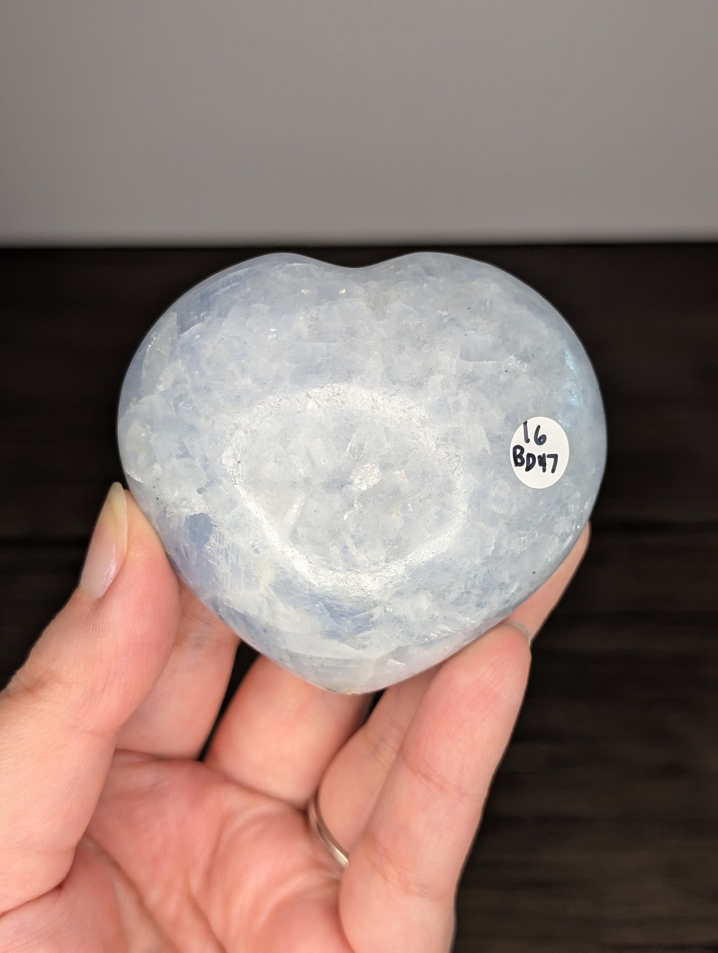 Flashy Blue Calcite Heart Carving