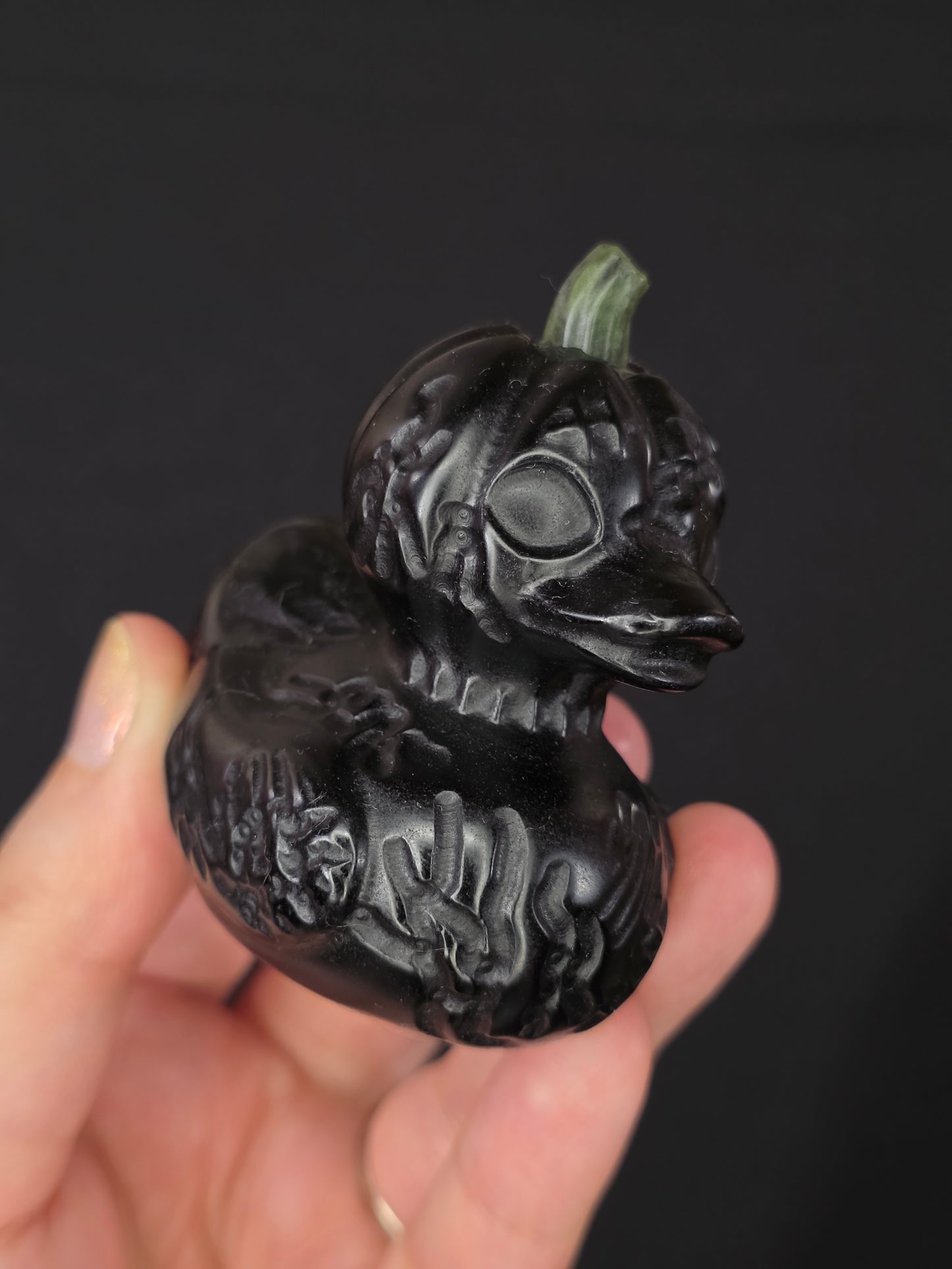 Black Obsidian Zombie Pumpkin Duck Carving