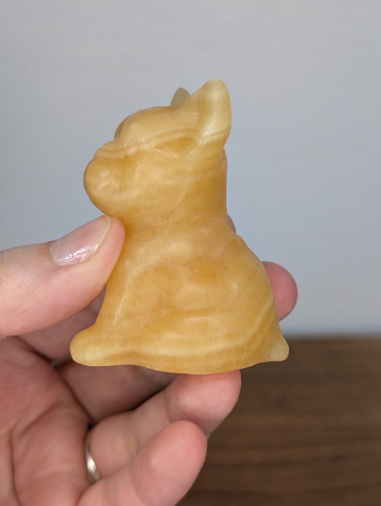 Orange Calcite Frenchie Carving (BF07)