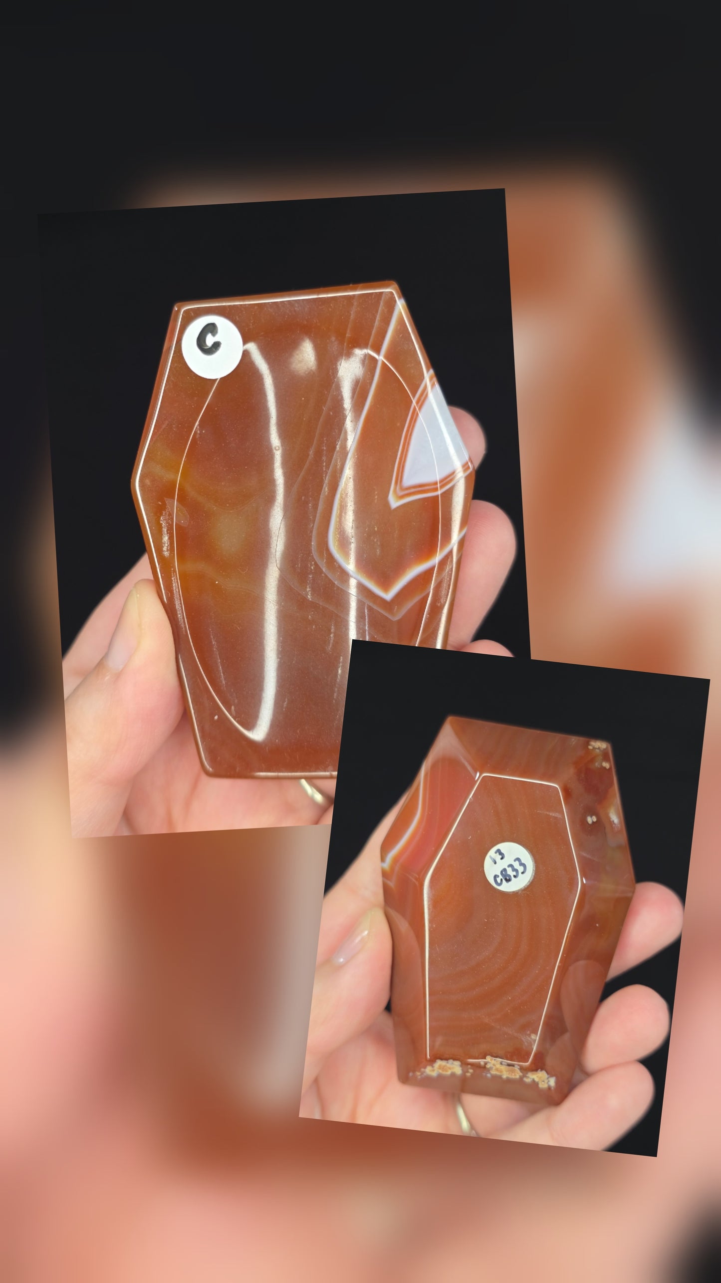 Banded Red Agate Coffin Bowl Carving